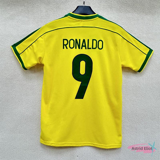 98 World Cup Brazil Jerseys No. 9 Ronaldo National Team Soccer Jerseys Set Rivaldo Short Sleeve Team Uniforms