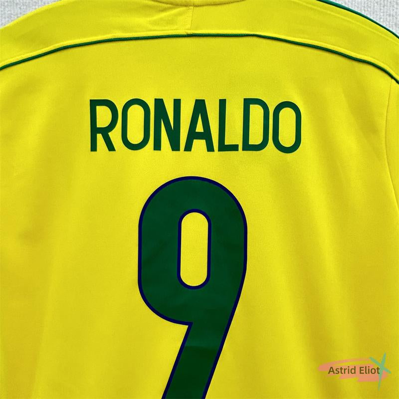 98 World Cup Brazil Jerseys No. 9 Ronaldo National Team Soccer Jerseys Set Rivaldo Short Sleeve Team Uniforms