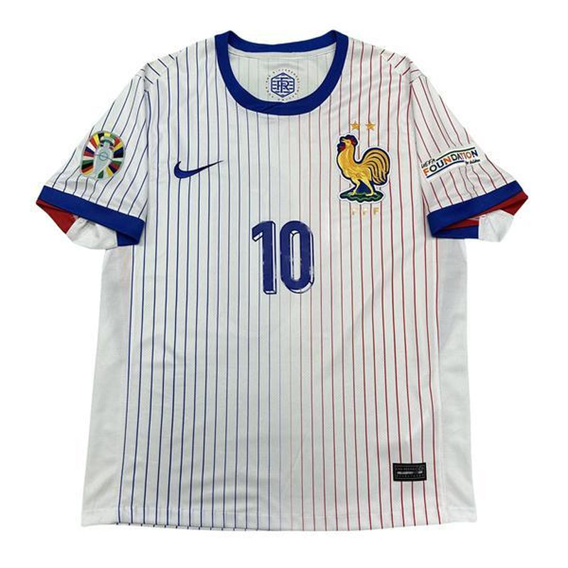 NIKE Euro 2024 France Away Mbappe Number No.10 Short Sleeve Soccer Jersey