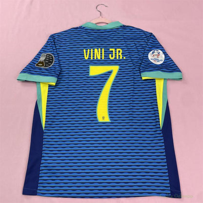 2024 Copa America Brazil National Team Away Short Sleeve Jersey VINI JR 7# Fan Edition Soccer Jersey