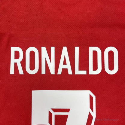 Euro 2024 Portugal National Team Home Short Sleeve Uniforms No.7 Ronaldo Fan Edition Soccer Jersey Red