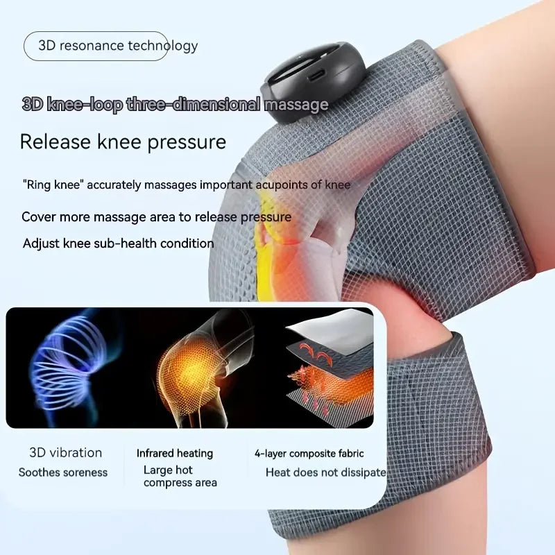 Vibration Heated Knee Massager Shoulder Brace 3-In-1 Heated Knee Elbow Shoulder Brace Wrap 3 Adjustable Vibrations Heating Modes